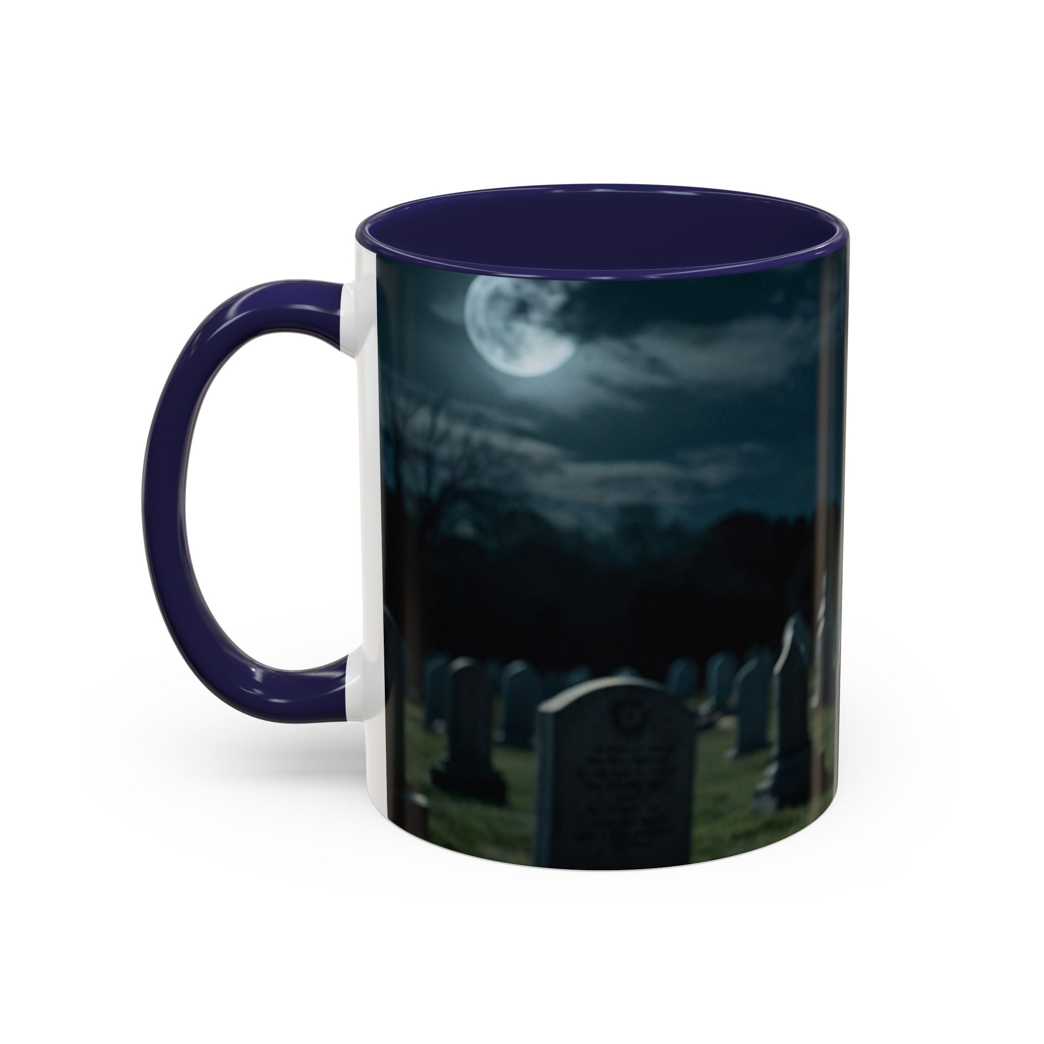 werewolf Howling Wolf Accent Coffee Mug – Gothic Cemetery Night Design (11/15oz) fantasy horror