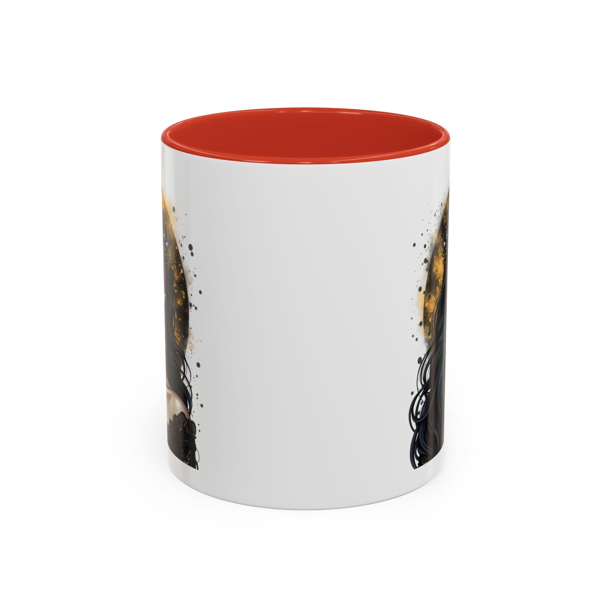 Gothic Art Accent Mug - Artistic Skull & Lady Design, Unique Coffee Cup for Halloween, Gift for Her, Decorative Kitchenware, Dark Aesthetic