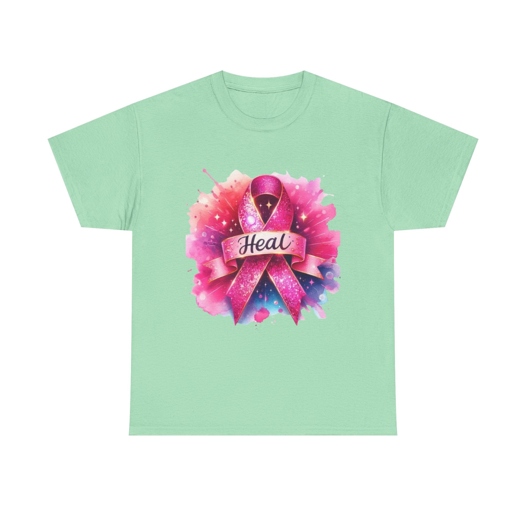 Breast Cancer Awareness Tee, Heal Ribbon Shirt, Supportive Gift, Unisex Cotton T-Shirt, Inspirational Apparel, Pink Ribbon Top
