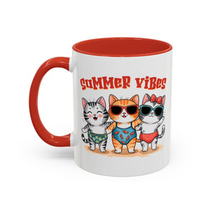Summer Vibes Cat Coffee Mug - Fun Accent Mug for Cat Lovers