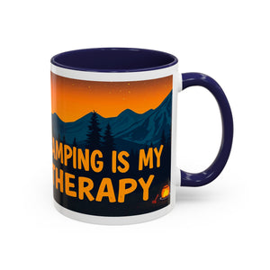 Camping Therapy Mug - Adventure Lover's Coffee Cup, Gift for Campers, Hiking Drinkware, Outdoorsy Coffee Mug, Nature Lover's Cup