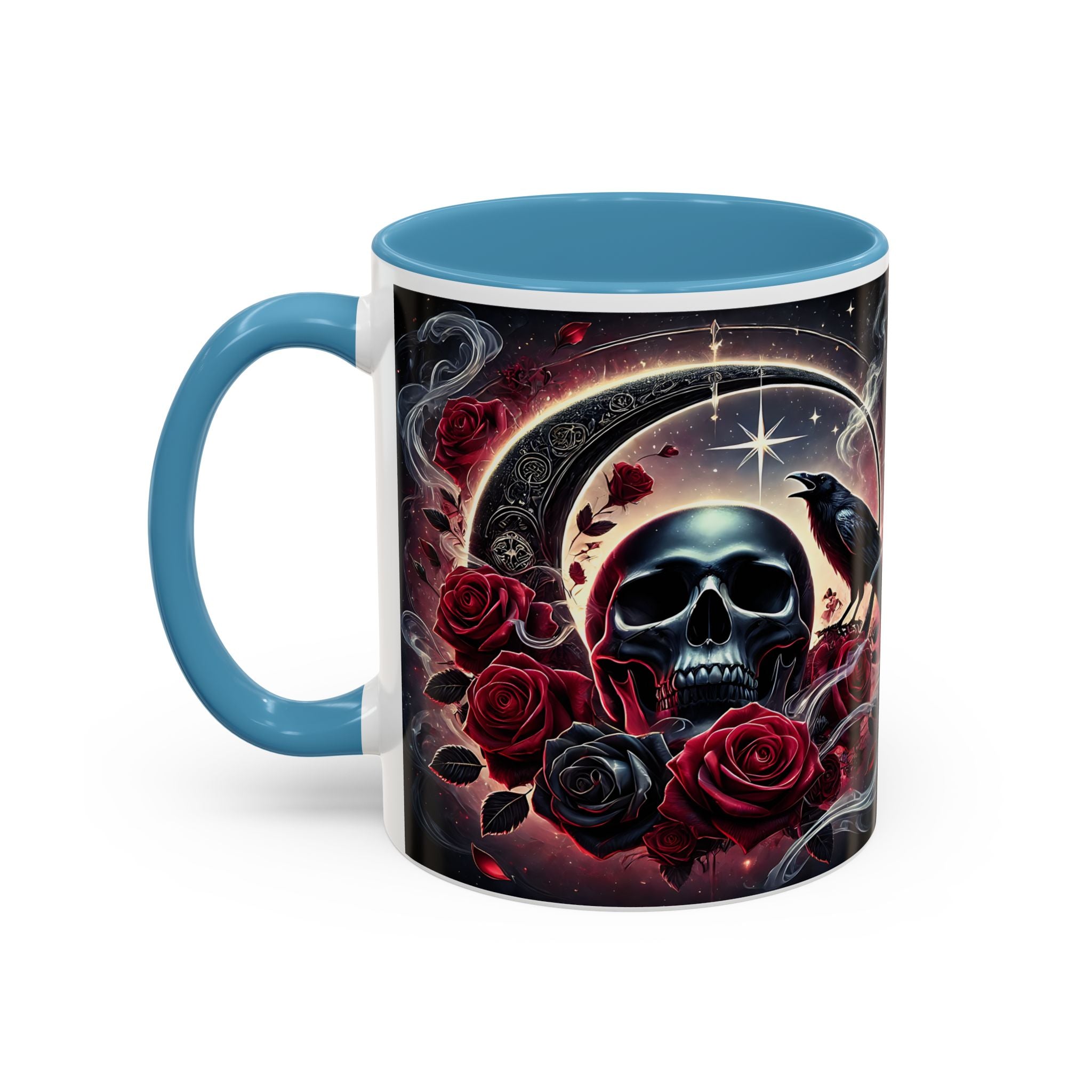 Skull & Raven Accent Coffee Mug — Gothic Roses 11/15oz