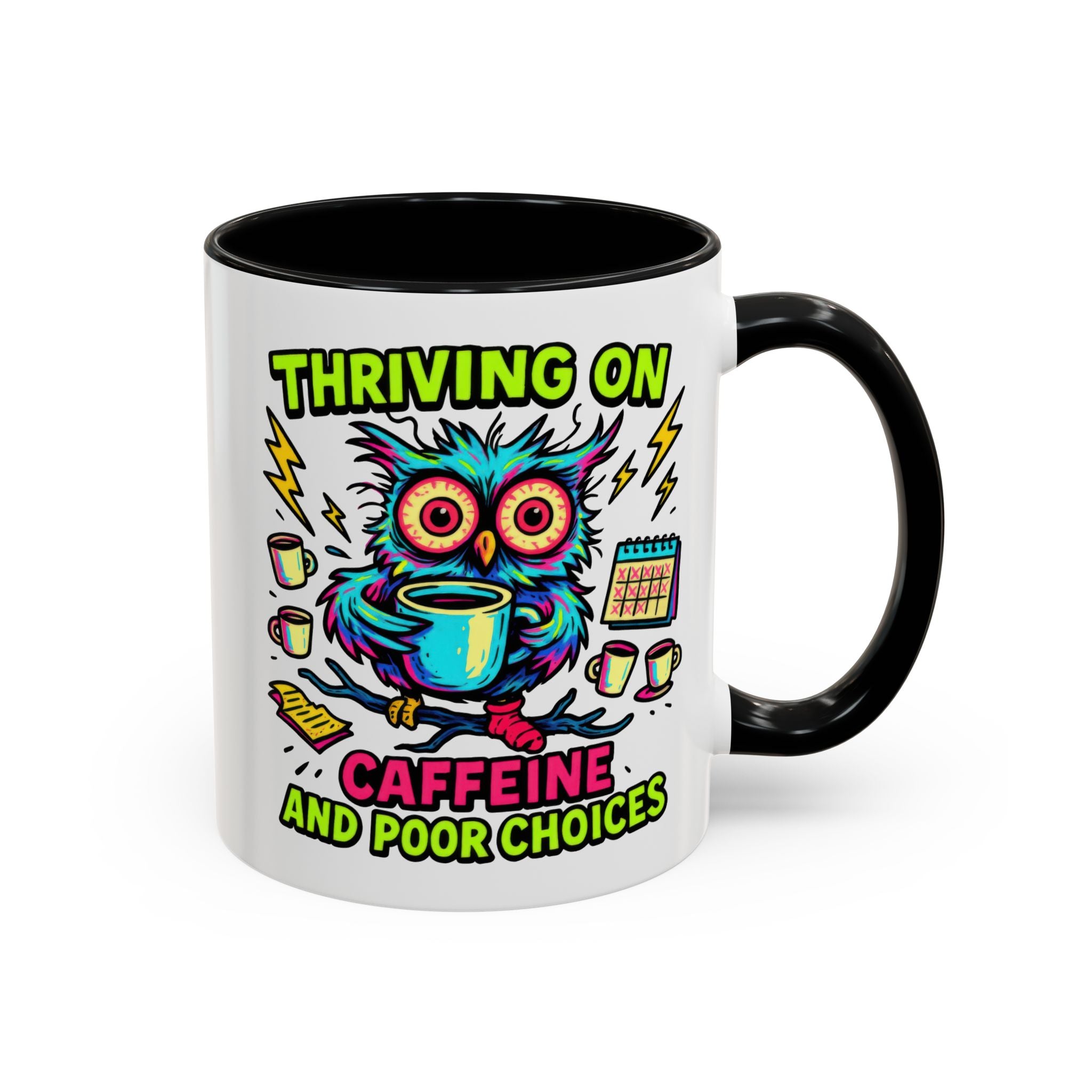 Thriving on Caffeine Mug | Funny Owl Coffee Cup | Gift for Coffee Lovers | Cute Kitchen Decor | Birthday, Holiday Gift