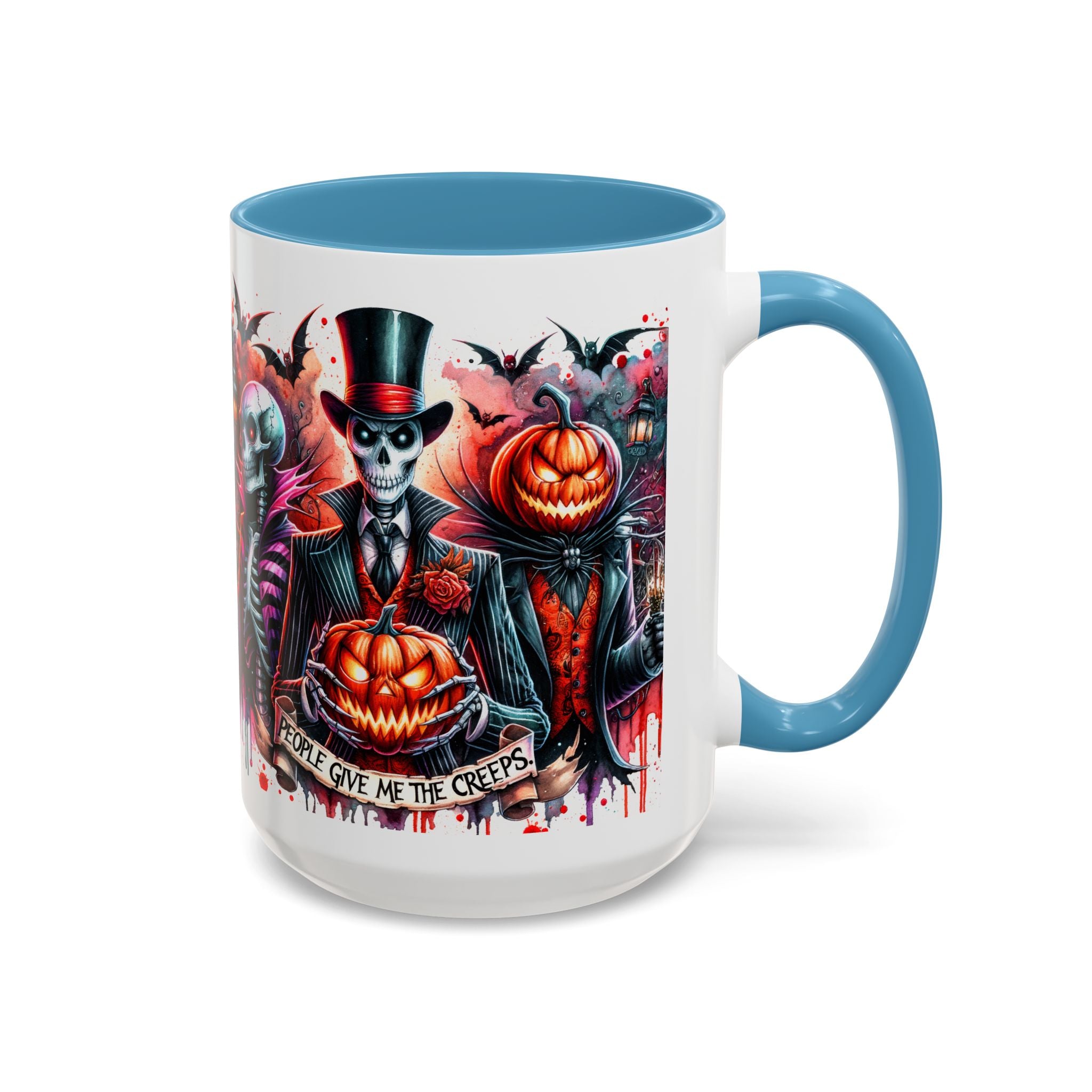 Halloween-themed Accent Coffee Mug, Spooky Skull Mug, Pumpkin Art Cup, Unique Gift for Halloween Lovers, October Decor