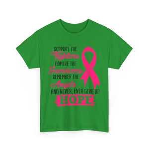 Hope Support Cotton Tee for Fighters and Survivors, Awareness T-Shirt, Breast Cancer Gift, Inspirational Apparel, Unisex Charity Shirt