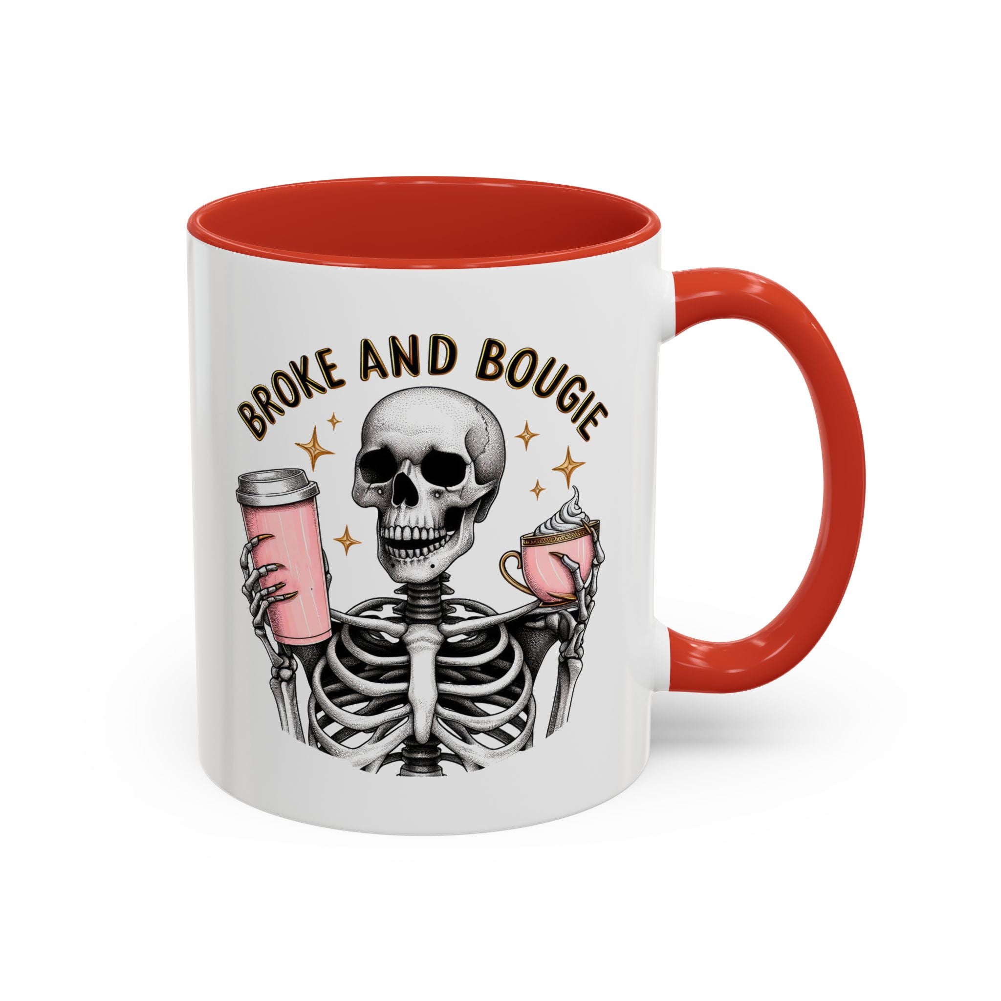 Broke and Bougie Coffee Mug, Skeleton Mug, Halloween Mug, Unique Gift for Coffee Lovers, Spooky Decor