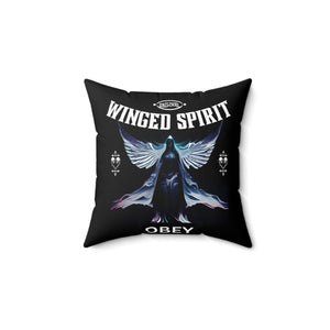 Obey winged spirit gothic Spun Polyester Square Pillow