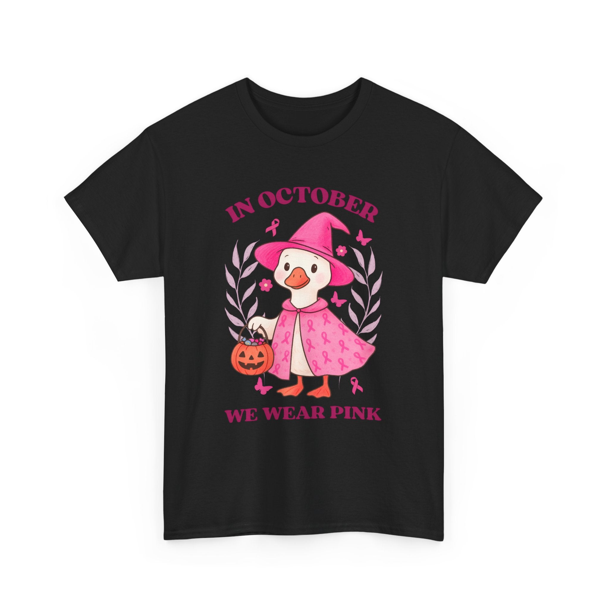 Breast Cancer Awareness Tee, Cute Pink Duck Shirt for October, Unisex Cotton T-Shirt, Awareness Month Apparel, Funny Halloween Outfit