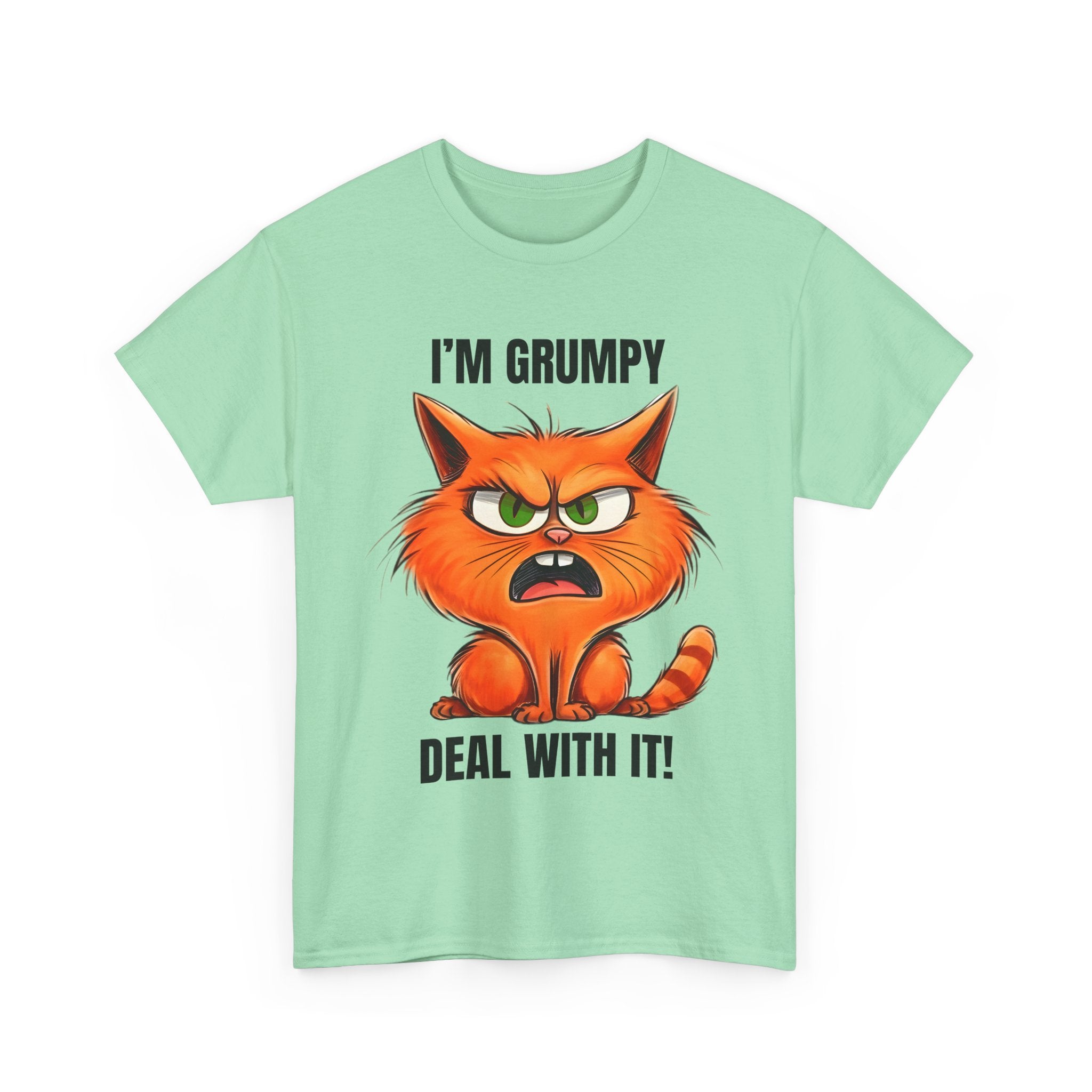 Grumpy Cat Tee: Unisex Heavy Cotton Shirt, Funny Cat Lovers Gift, Casual Wear, Birthday, Humor Apparel