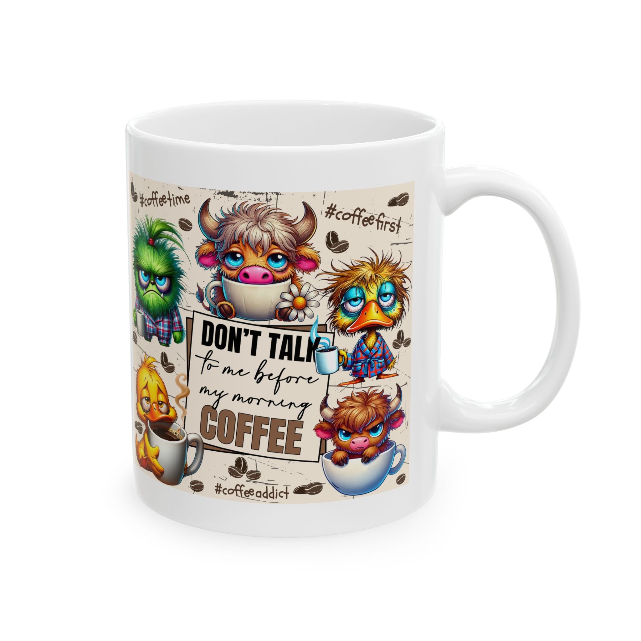 funny sarcasm Coffee Mug, Cartoon Characters, Cute Animal Design, Gift for Coffee Lovers, Fun Kitchen Decor, #coffee