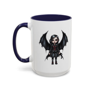 Gothic vampire girl with bat wings horror art Accent Coffee Mug (11, 15oz) vamp18
