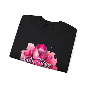 Breast Cancer Awareness Sweatshirt, Faith Hope Love Crewneck, Comfort Fashion, Supportive Gift for Her, Pink Ribbon Apparel