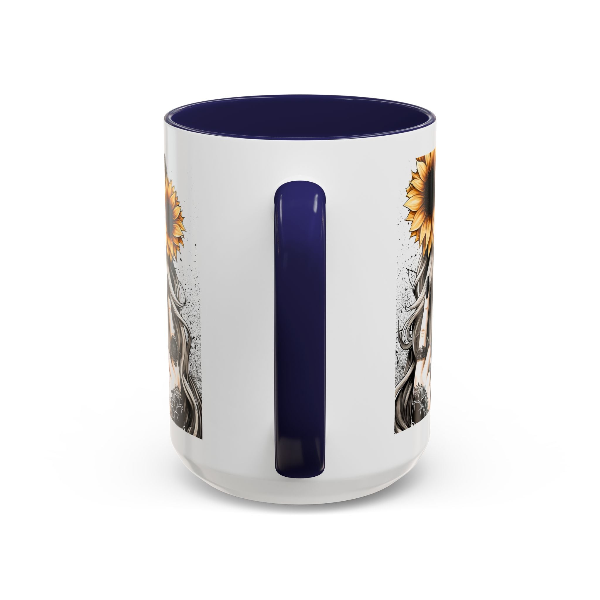 Sunflower Skull Accent Coffee Mug, Gothic Floral Mug, Unique Gift for Coffee Lovers, Boho Decor, Halloween Mug, Artful Drinkware