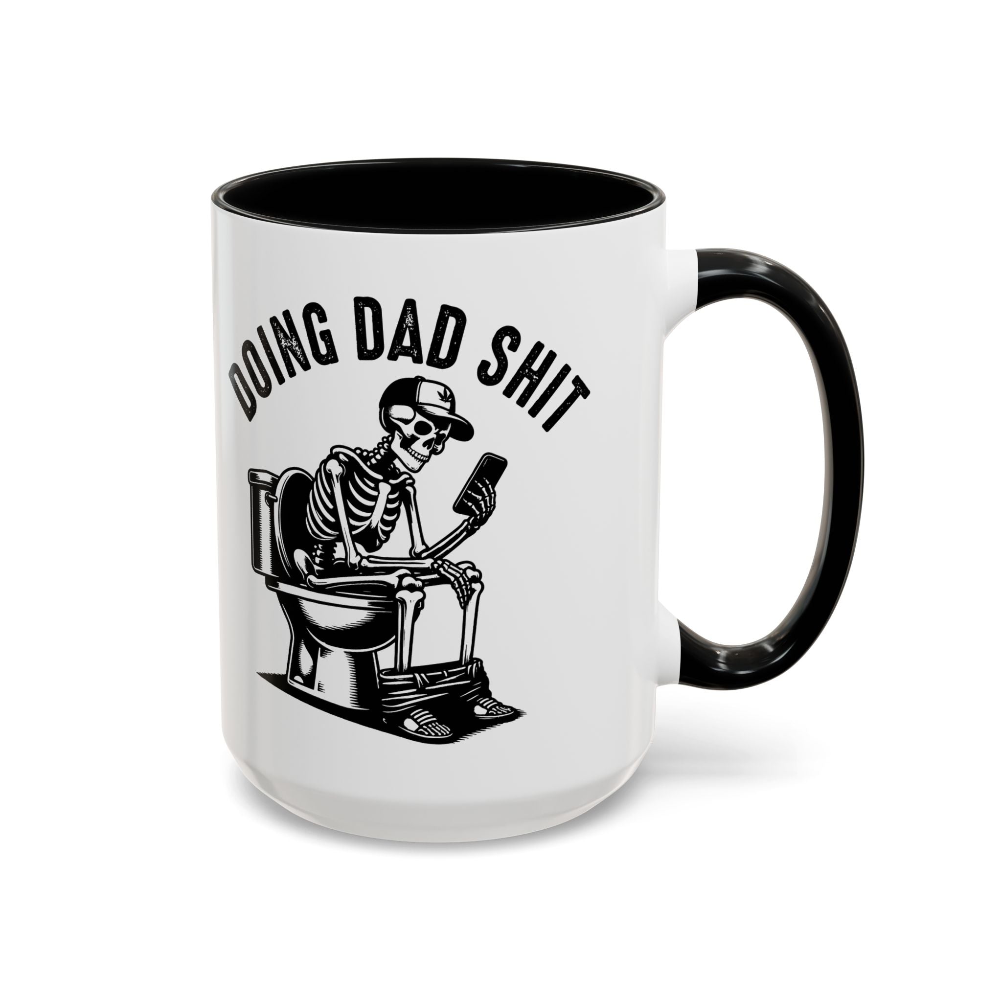 Doing Dad Shit Coffee Mug — Funny Skeleton Dad Toilet Humor Accent Mug