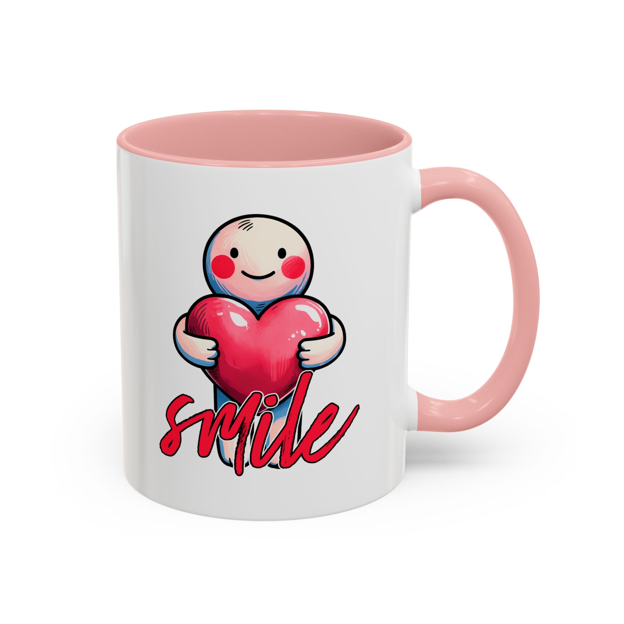 Smiling Heart Accent Coffee Mug - 11oz & 15oz | Cute Gift for Friends & Family