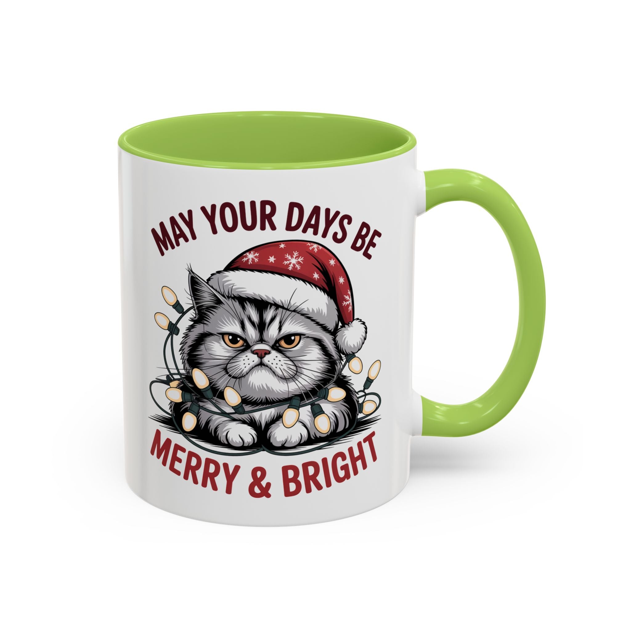 Funny Holiday Cat Mug - "May Your Days Be Merry & Bright"