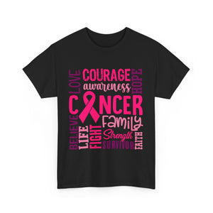 Cancer Awareness Unisex Tee, Support Cancer Fighters, Fight Against Cancer, Gift for Survivors, Hope & Love T-Shirt