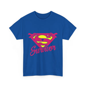 Super Survivor Unisex Heavy Cotton Tee, Support Cancer Awareness Shirt, Inspirational T-Shirt, Gift for Survivors, Motivational Apparel