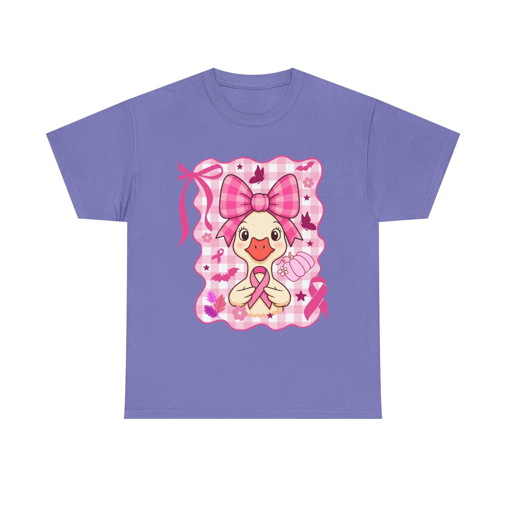 Cute Pink Ribbon Duck Tee, Breast Cancer Awareness Shirt, Funny Unisex Cotton T-Shirt, Gift for Her, Cute Animal Apparel