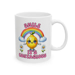 Bright and Cheerful Ceramic Mug - Perfect for Coffee Lovers, Gifts for Friends, Rainbow Design, Flower Motif, Cute Home Decor