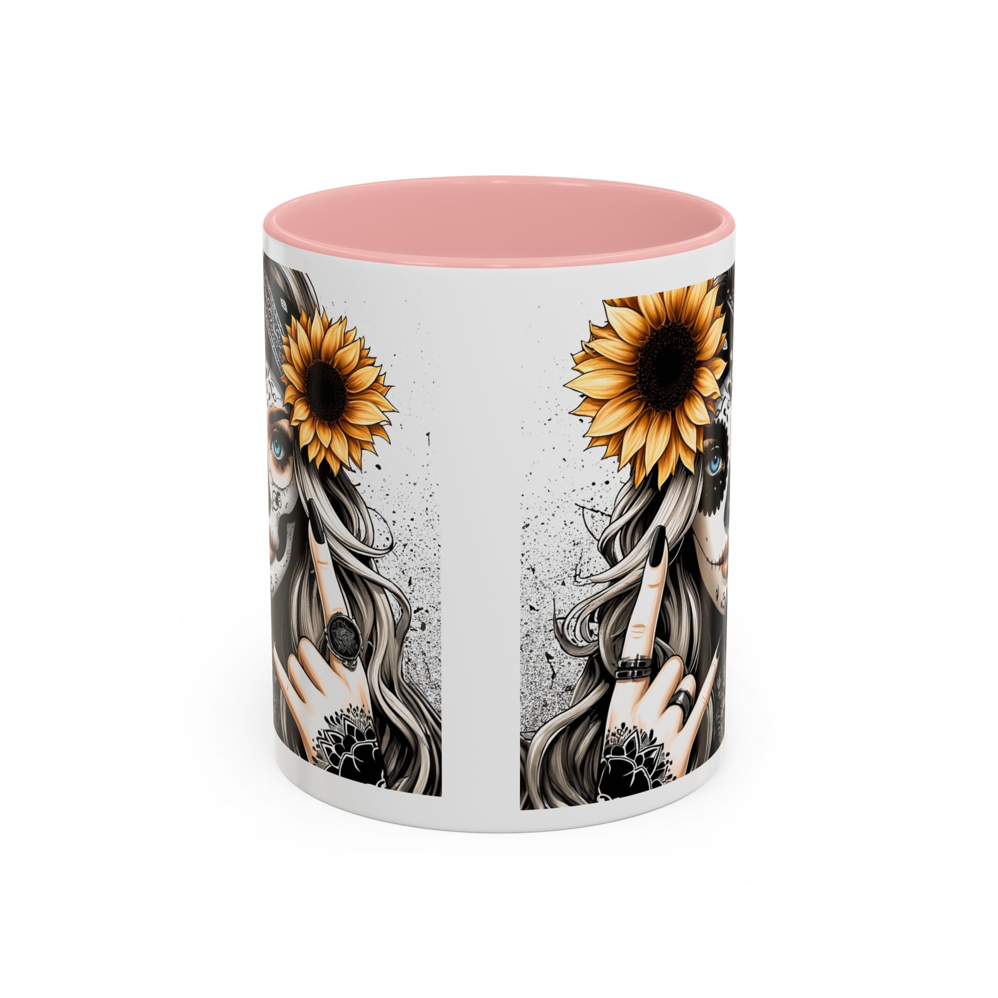 Sunflower Skull Accent Coffee Mug, Gothic Floral Mug, Unique Gift for Coffee Lovers, Boho Decor, Halloween Mug, Artful Drinkware