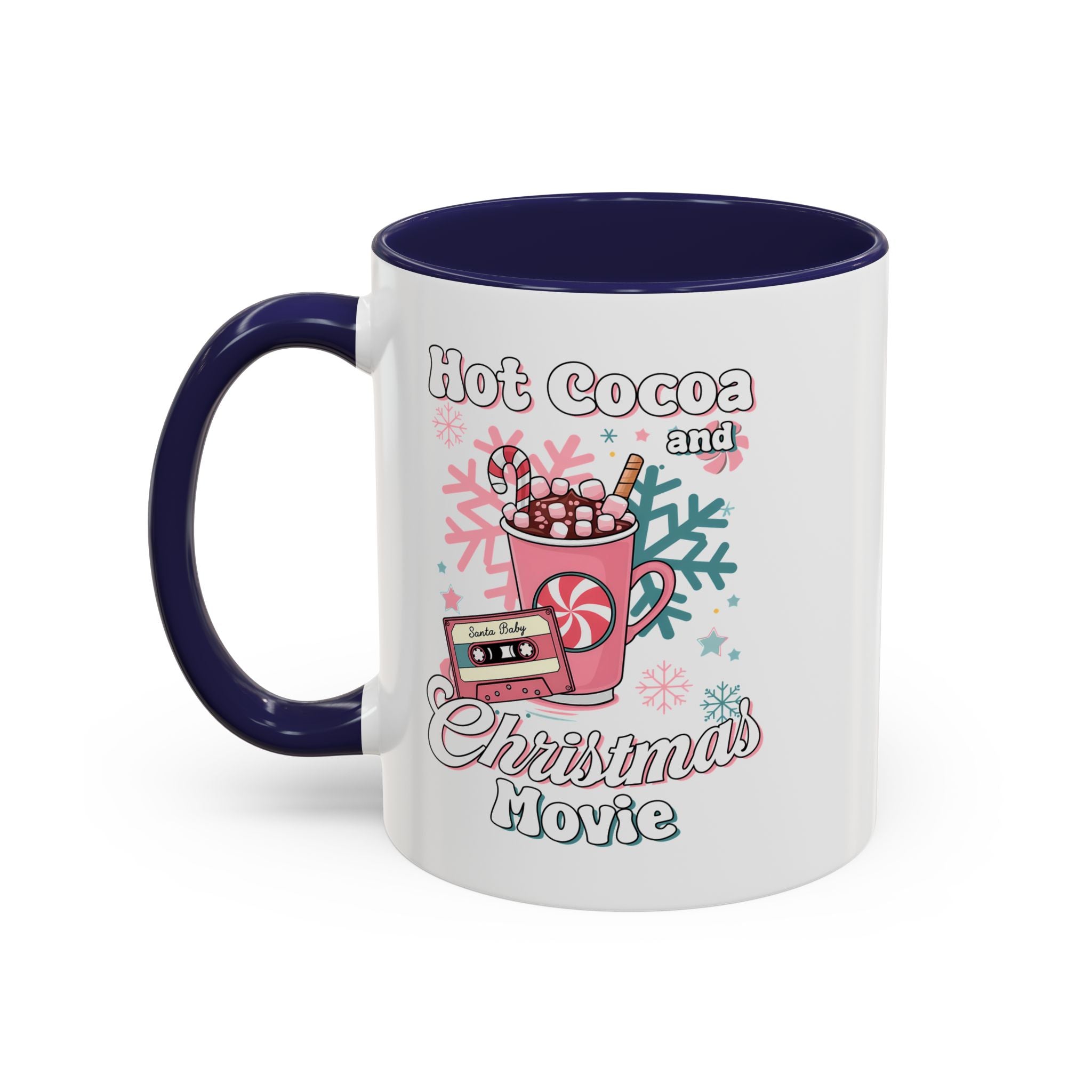 Hot Cocoa & Christmas Movie Mug, Cozy Holiday Cup, Winter Gift, Festive Beverage Container, Cute Coffee Mug