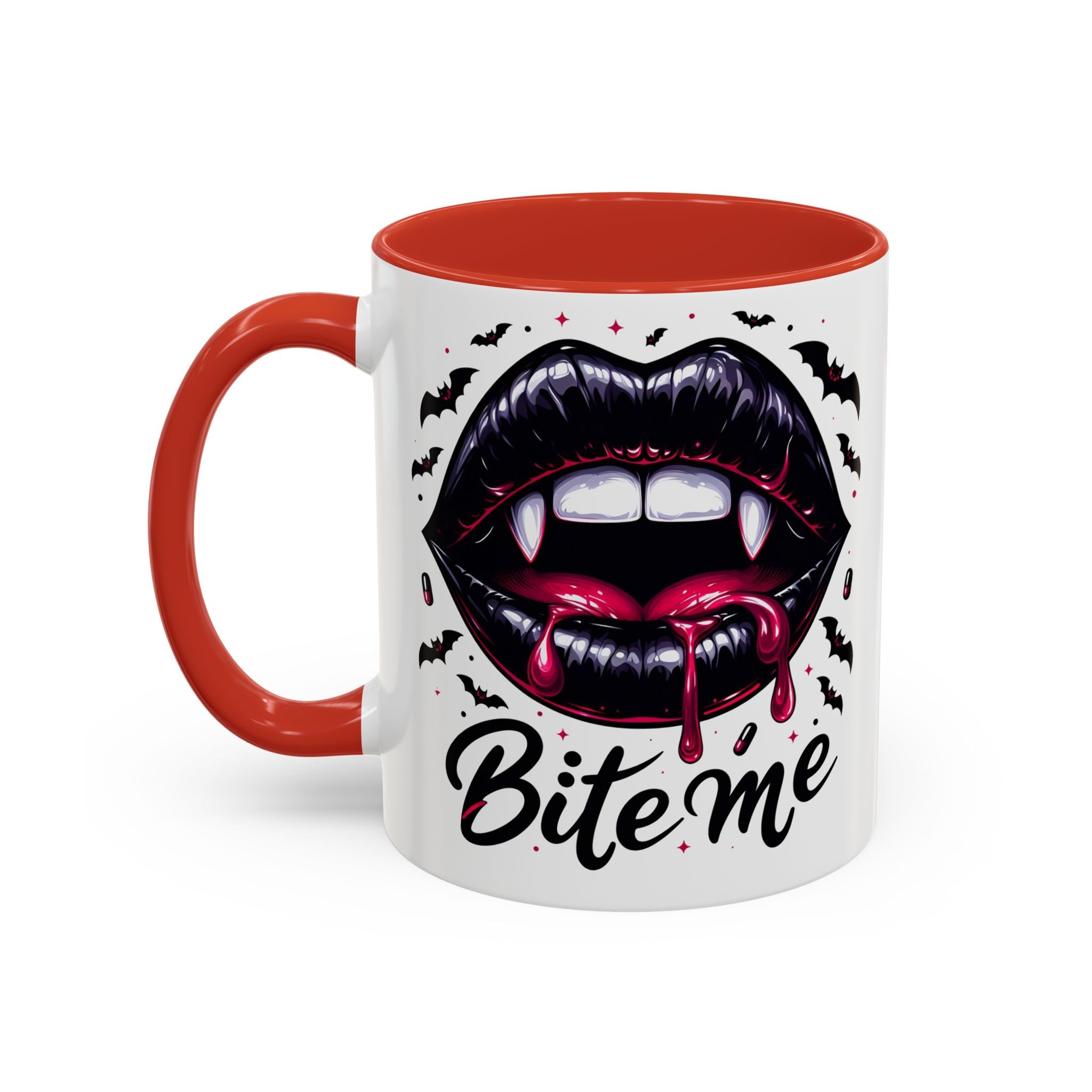 Vampire Themed Coffee Mug - "Bite Me"  halloween bats horror art cup