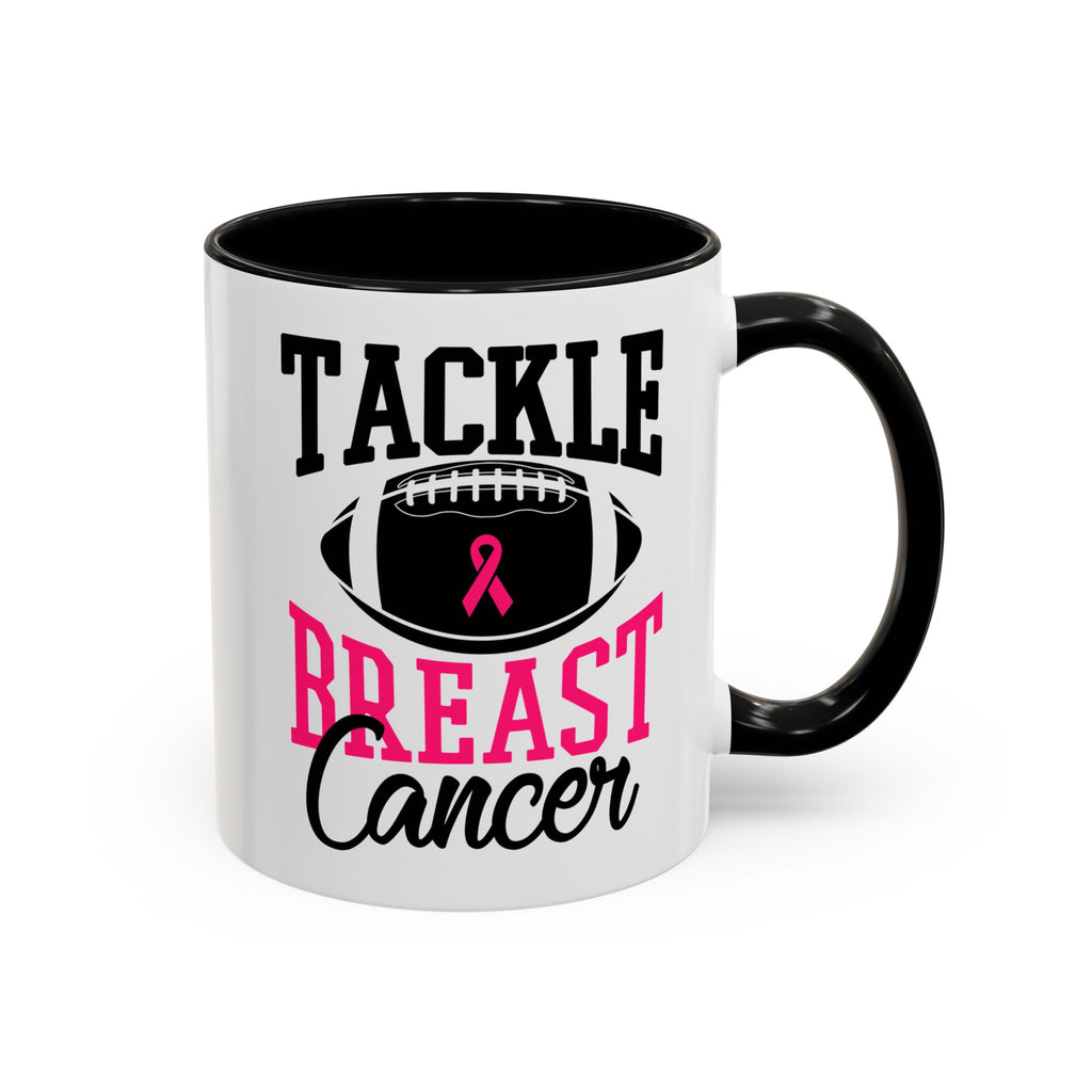 Tackle Breast Cancer Coffee Mug, Supportive Gift for Football Fans, Awareness Mug, Cheer Team Spirit, Fundraiser Drinkware