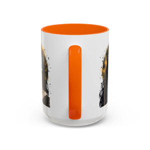 Gothic Art Accent Mug - Artistic Skull & Lady Design, Unique Coffee Cup for Halloween, Gift for Her, Decorative Kitchenware, Dark Aesthetic