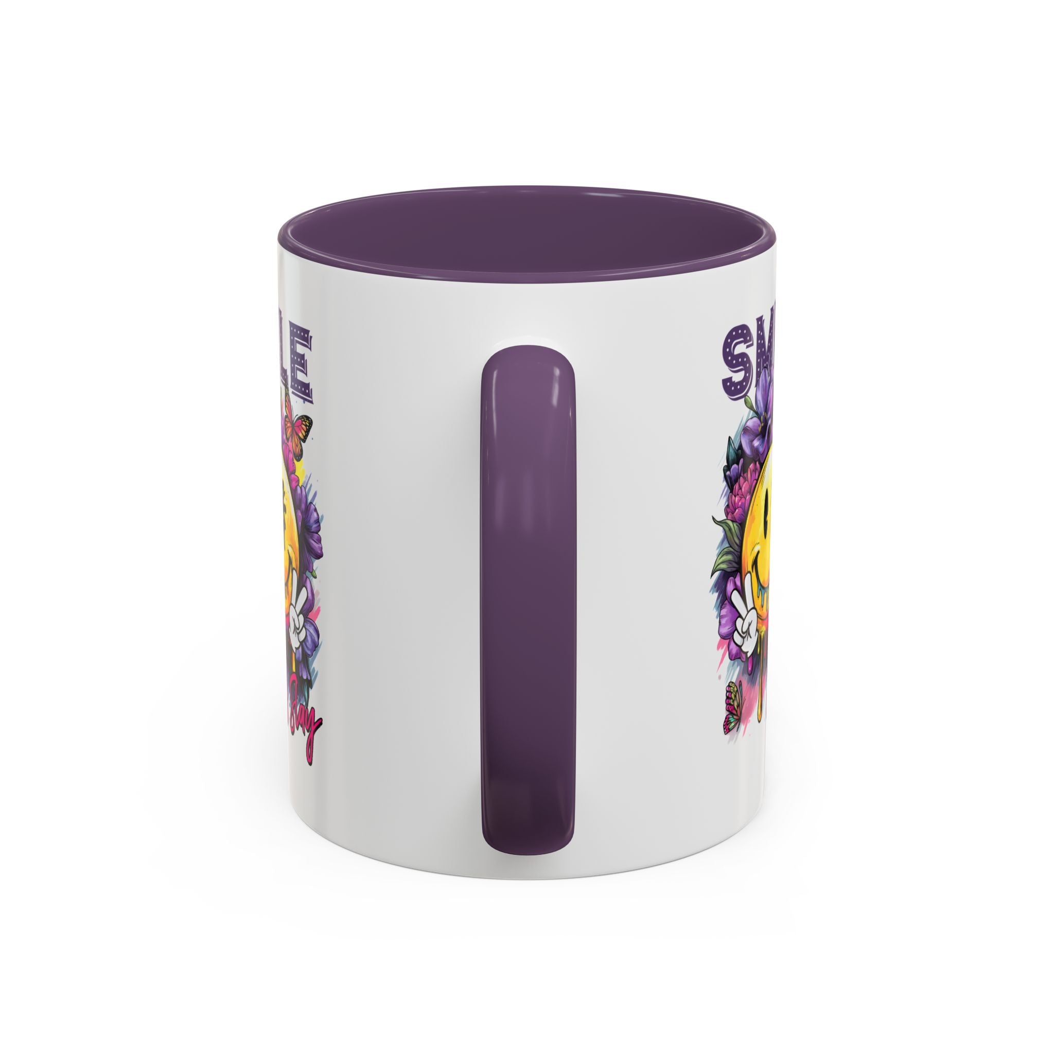 Smile Stay Accent Coffee Mug - Vibrant Floral Design for Positive Vibes