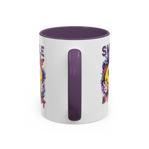 Smile Stay Accent Coffee Mug - Vibrant Floral Design for Positive Vibes