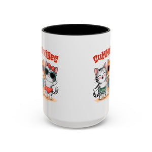 Summer Vibes Cat Coffee Mug - Fun Accent Mug for Cat Lovers