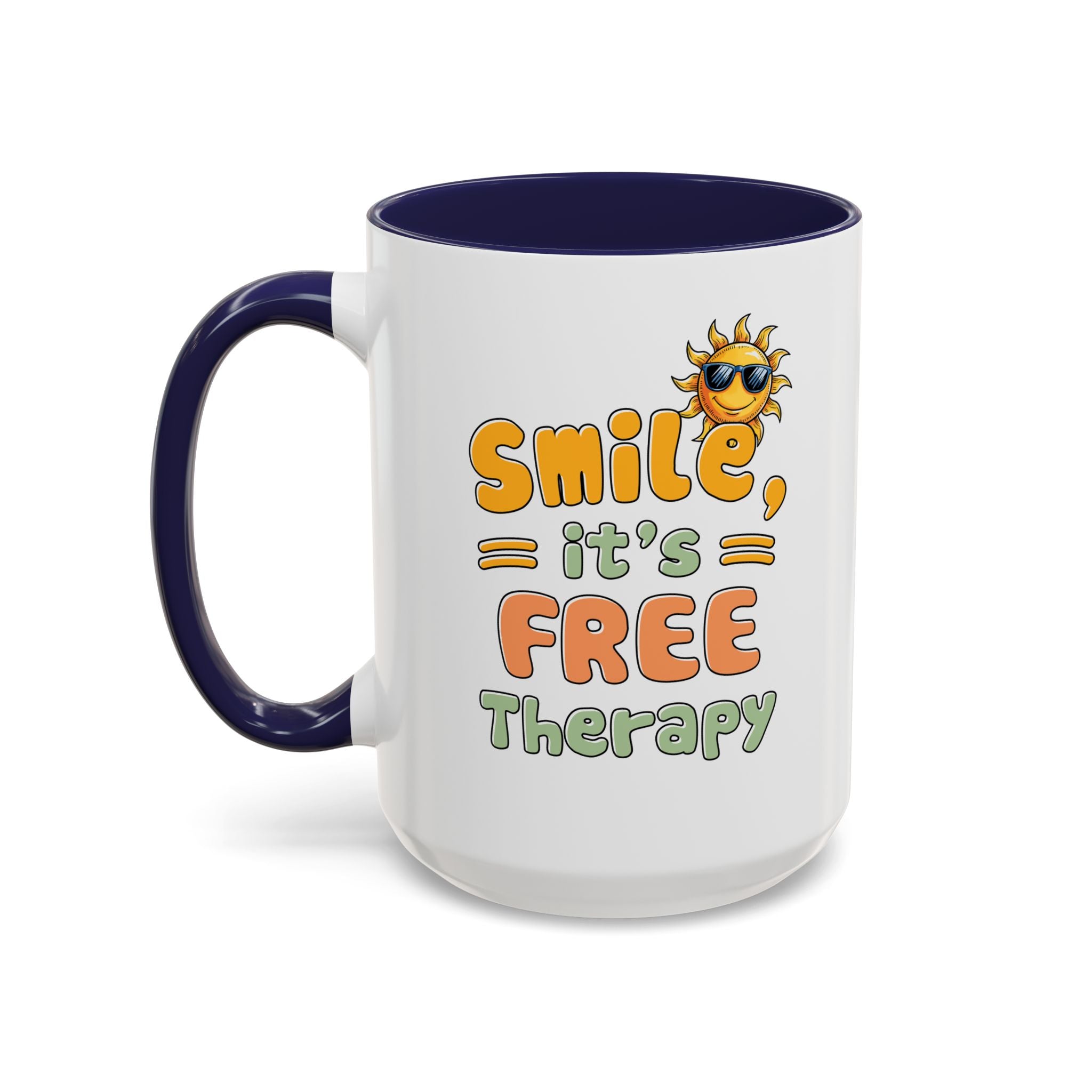 Smile It's Free Therapy Coffee Mug - Fun & Cheerful Accent Mugs for Brightening Your Day