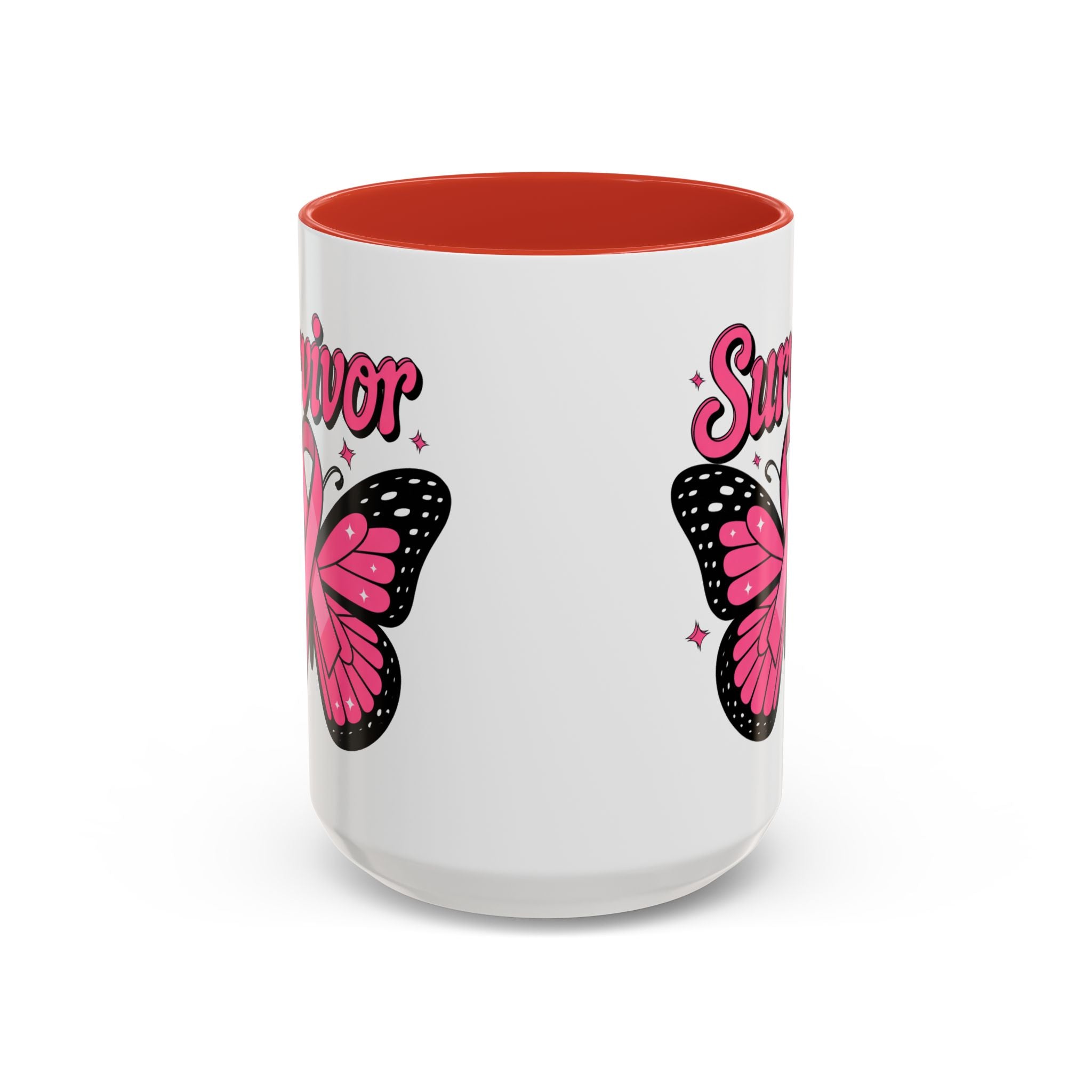 Survivor Butterfly Coffee Mug, Inspirational Gift, Pink Ribbon Mug, Breast Cancer Awareness, Empowerment Cup, Motivational Drinkware