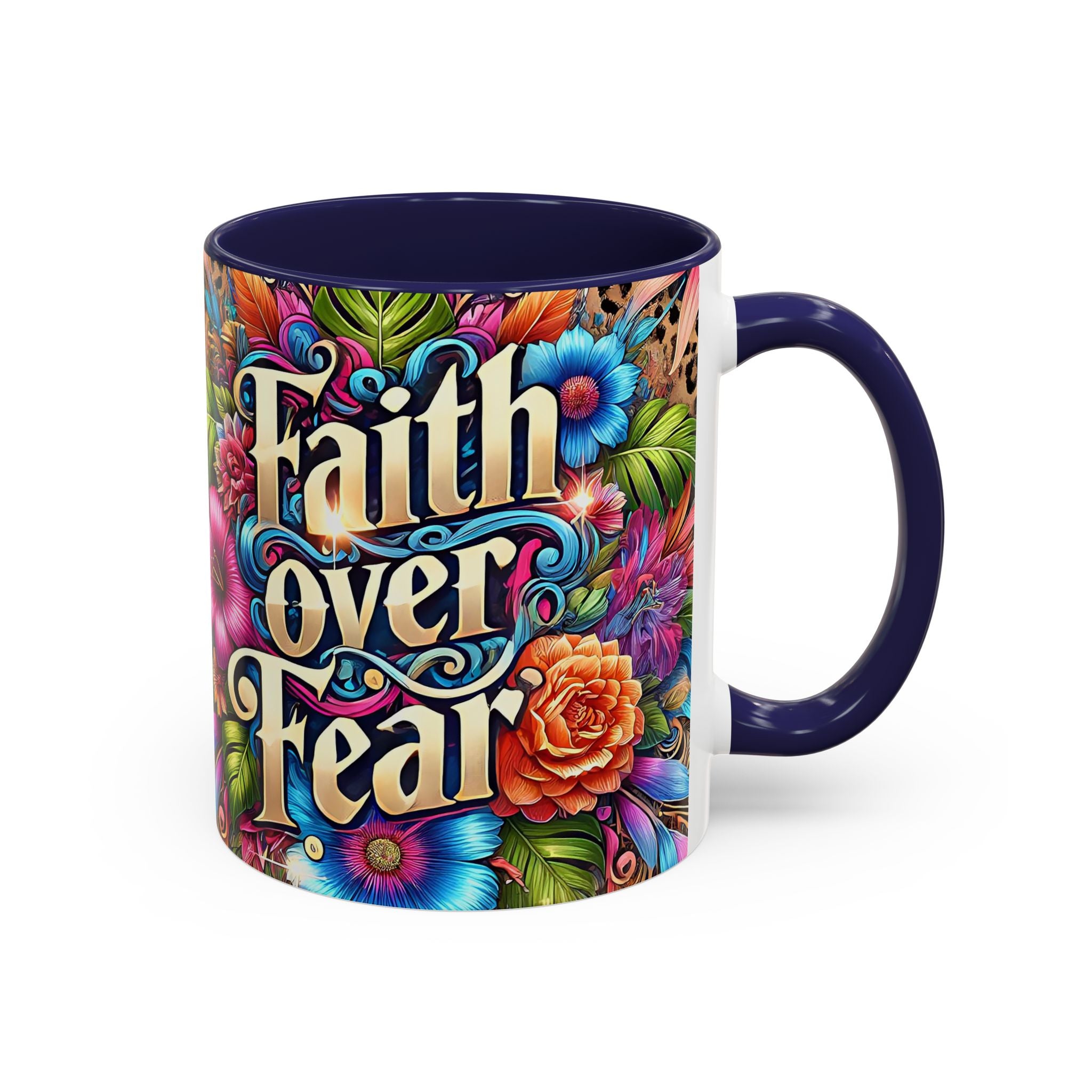 Faith Over Fear Floral Coffee Mug positive mental health