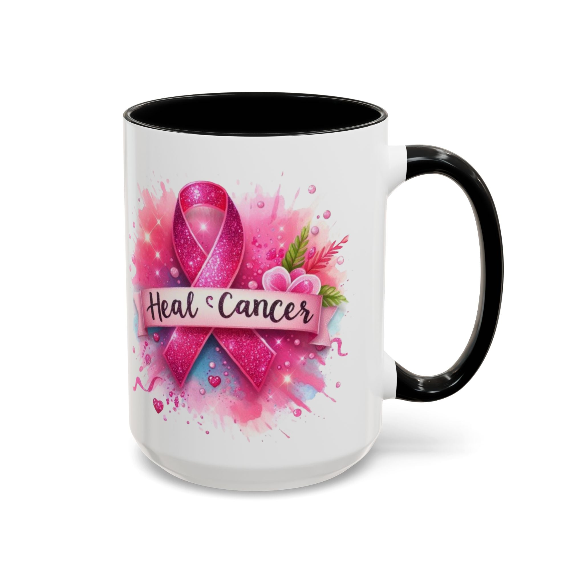 Pink Ribbon Healing Coffee Mug | Support Cancer Awareness | Inspirational Gift | Breast Cancer Support | 11oz & 15oz Options