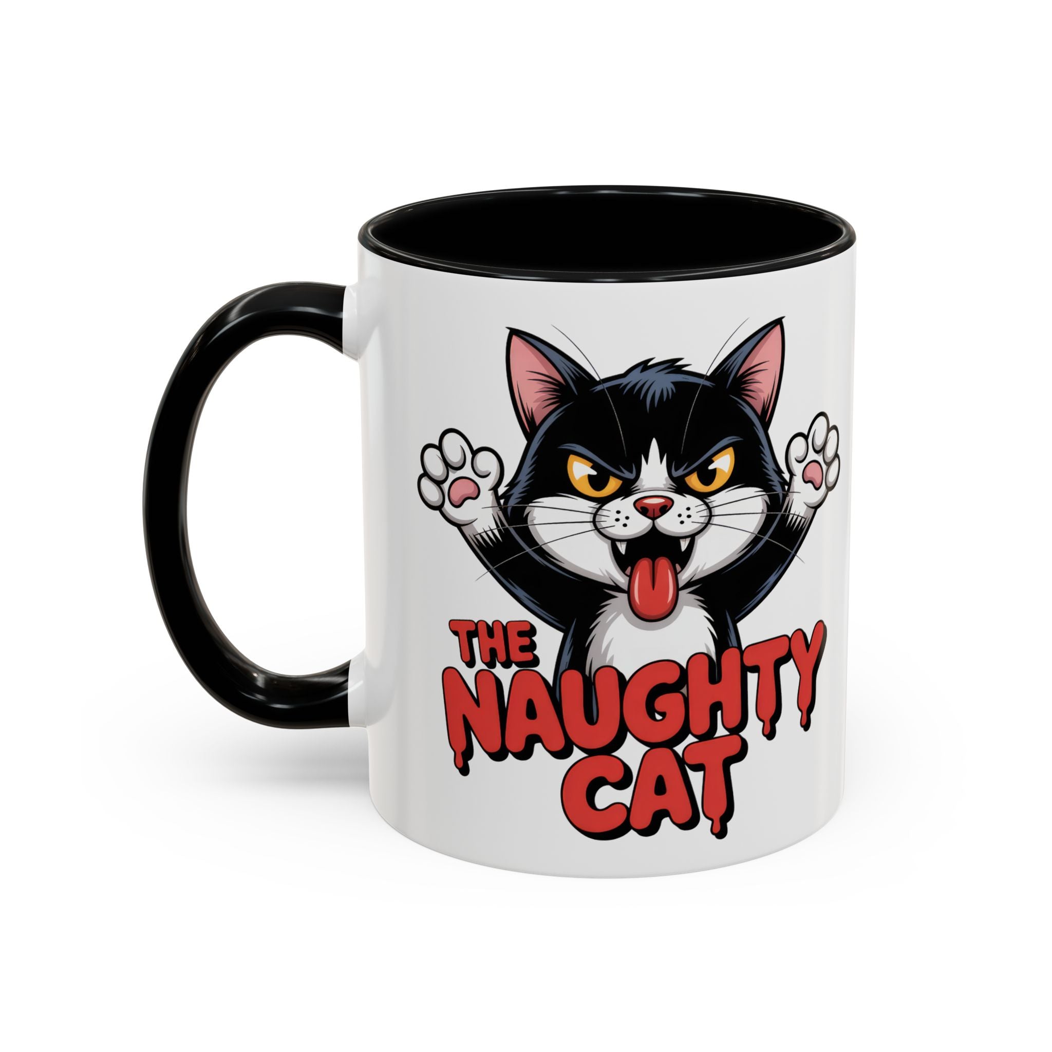 The Naughty Cat Accent Coffee Mug — Funny Cat Lover Gift (11/15oz)