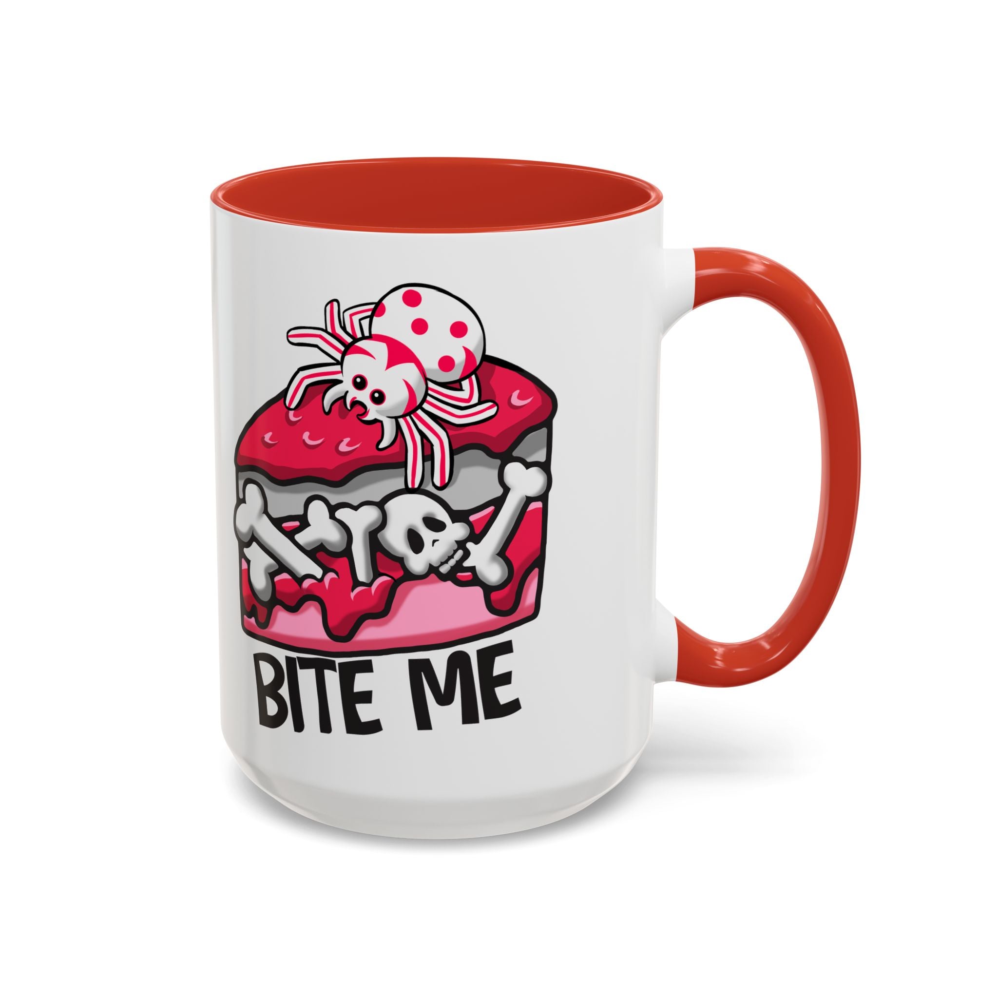 Bite Me Coffee Mug — Cute Creepy Spider Cake Accent Mug anti valentine