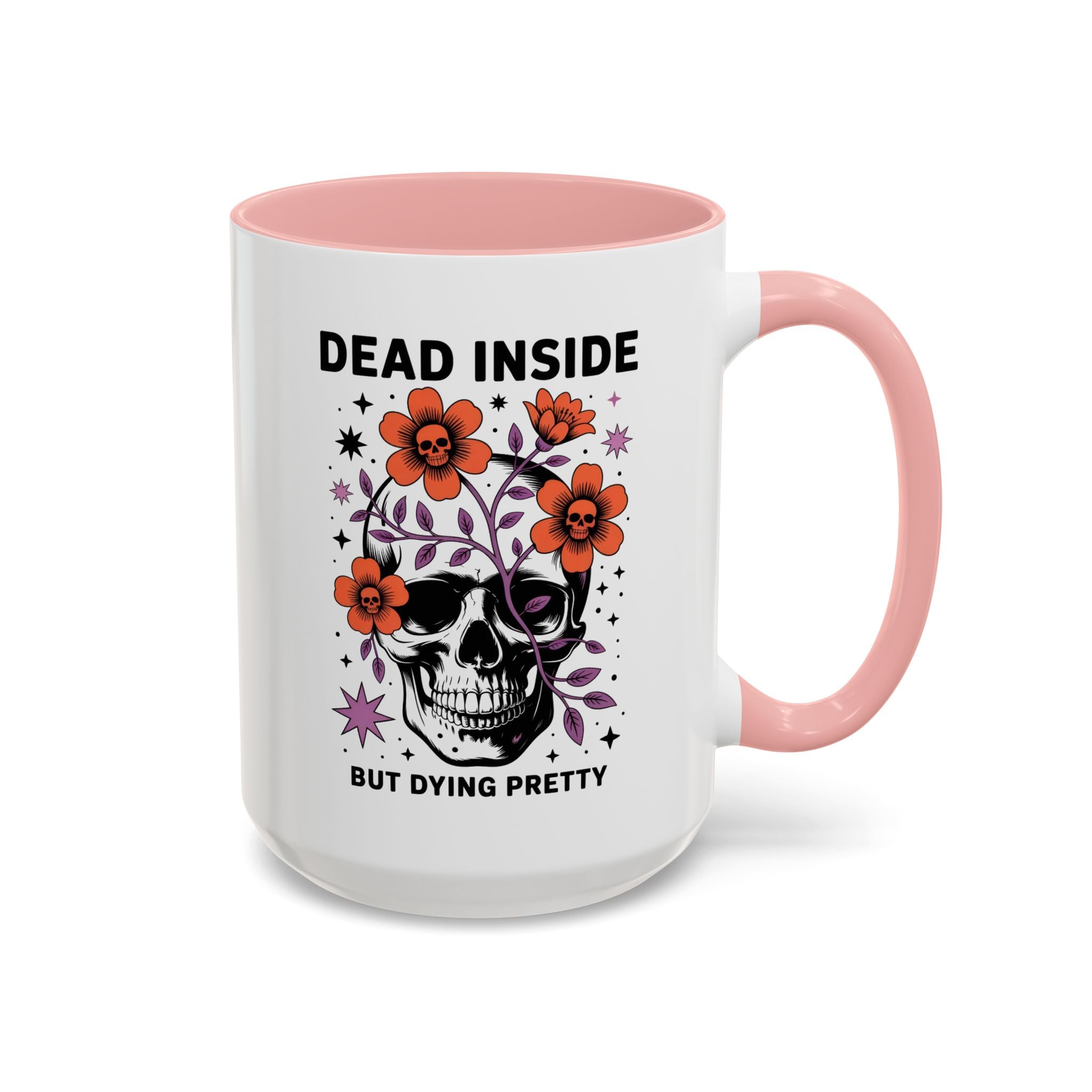Dead Inside But Dying Pretty Accent Coffee Mug — Floral Skull 11/15oz