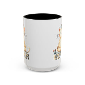 Serene Cat Coffee Mug, Funny Pet Lover's Gift, Cute Keepsake for Relaxation, Relaxing Drinkware, Quirky Home Decor