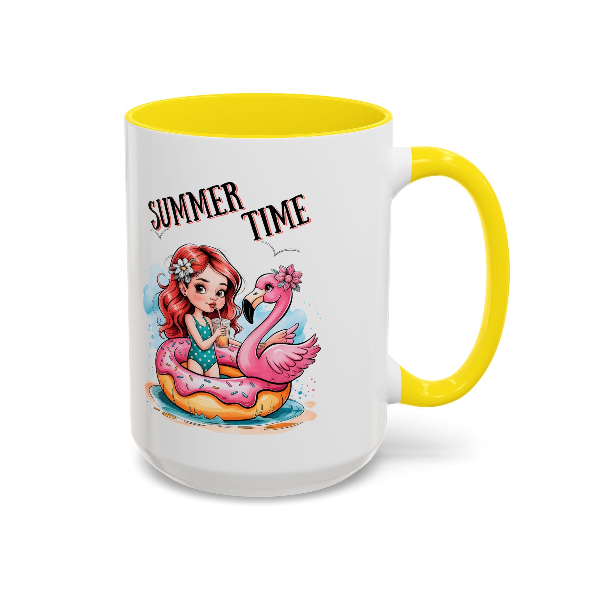Summer Time Accent Coffee Mug - 11oz & 15oz funny cute girl floating
