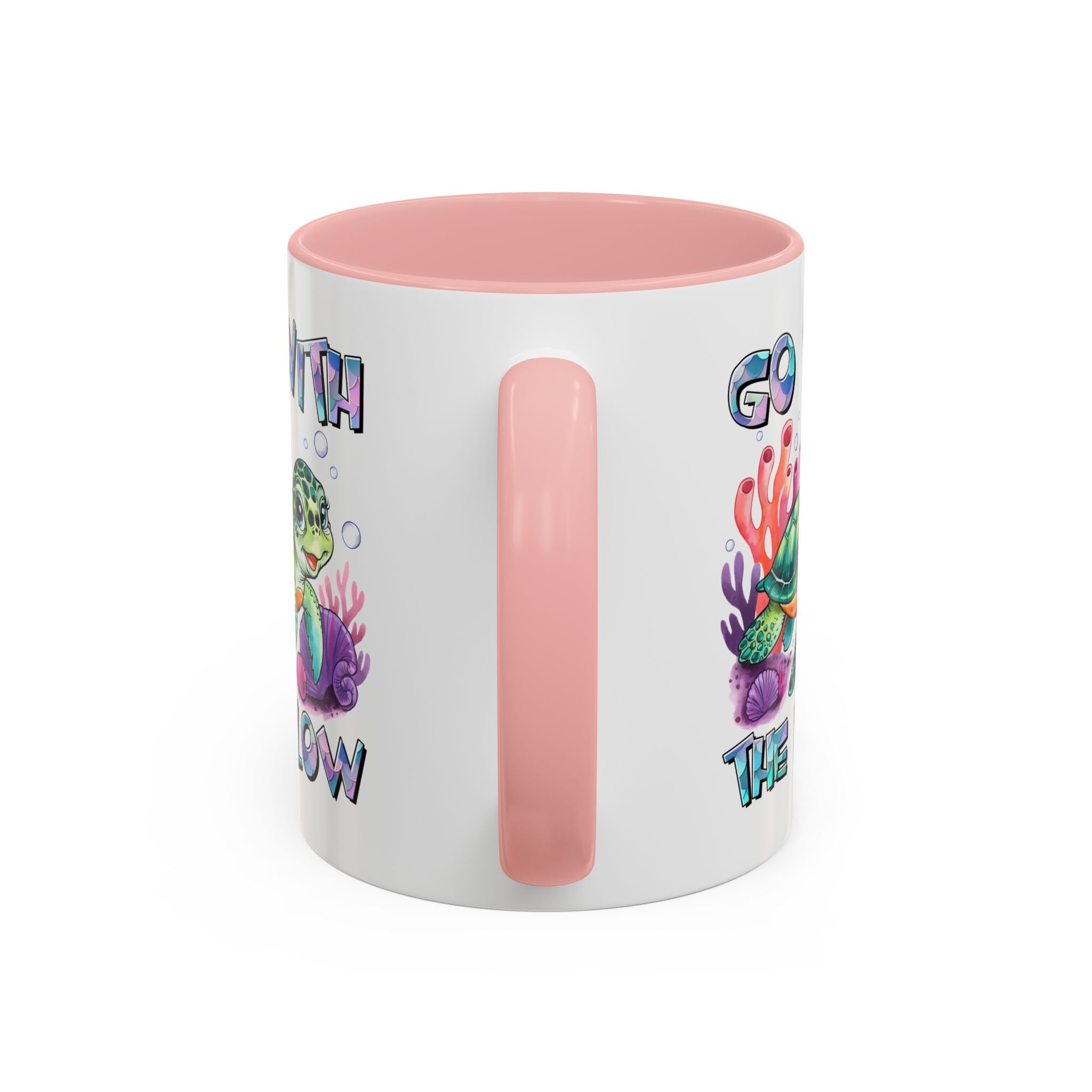 Ocean-Inspired Accent Coffee Mug - 'Go With The Flow' Design turtle