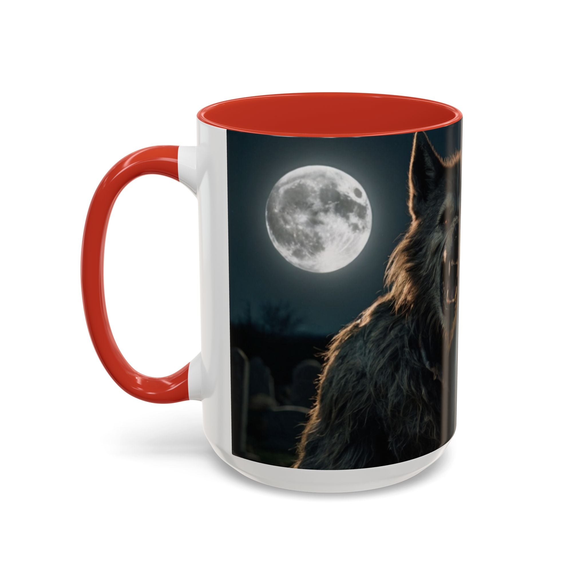 halloween werewolf full moon growl Howling Wolf Accent Coffee Mug - 11 & 15oz