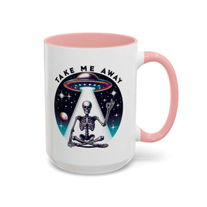 Galactic Skeleton Coffee Mug, Take Me Away Mug, Space-Themed Mug, Unique Gift for alien Lovers, Sci-Fi Cafe Mug