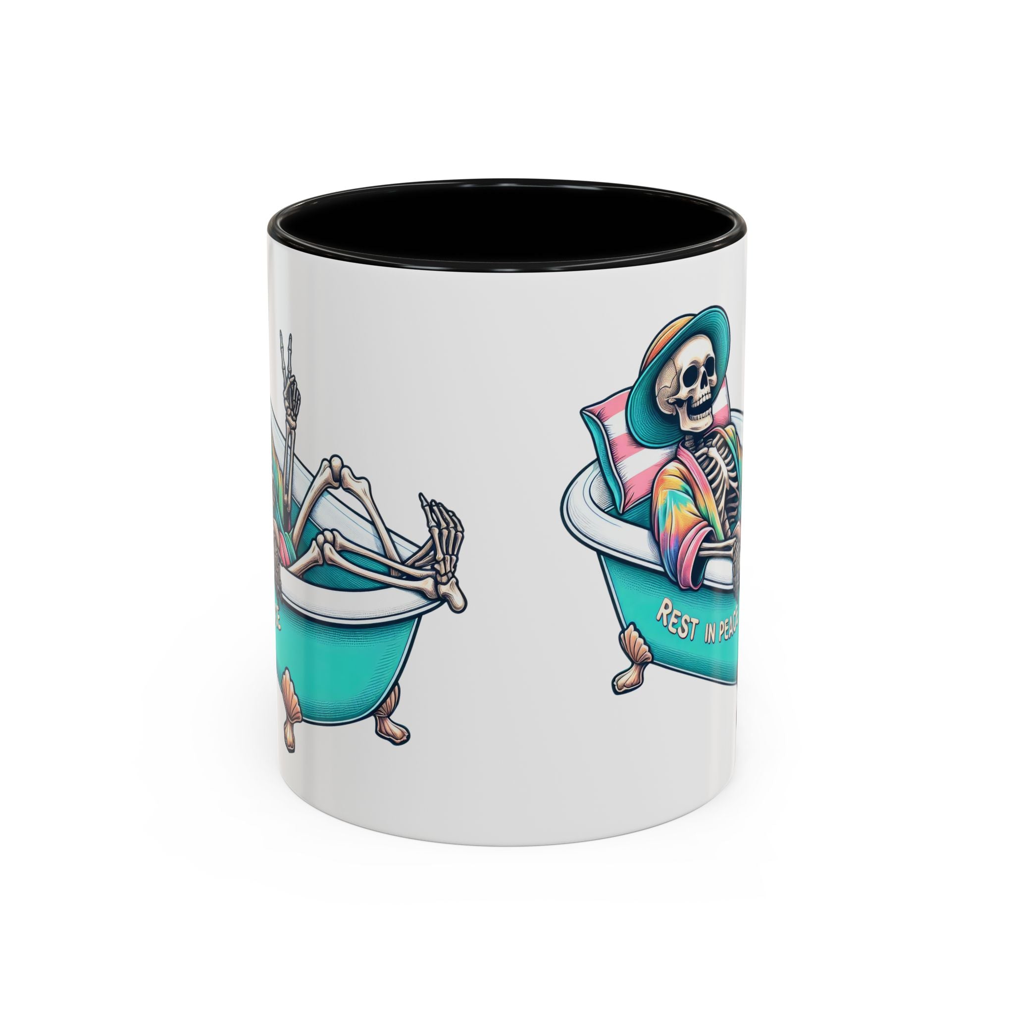 Rest in Peace Skeleton Coffee Mug - Fun Halloween Gift, Unique Home Decor, Hilarious Office Cup, Quirky Birthday Present, Spooky