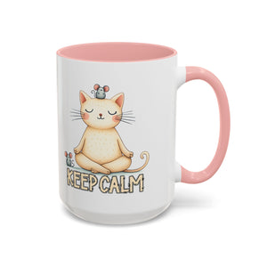 Serene Cat Coffee Mug, Funny Pet Lover's Gift, Cute Keepsake for Relaxation, Relaxing Drinkware, Quirky Home Decor