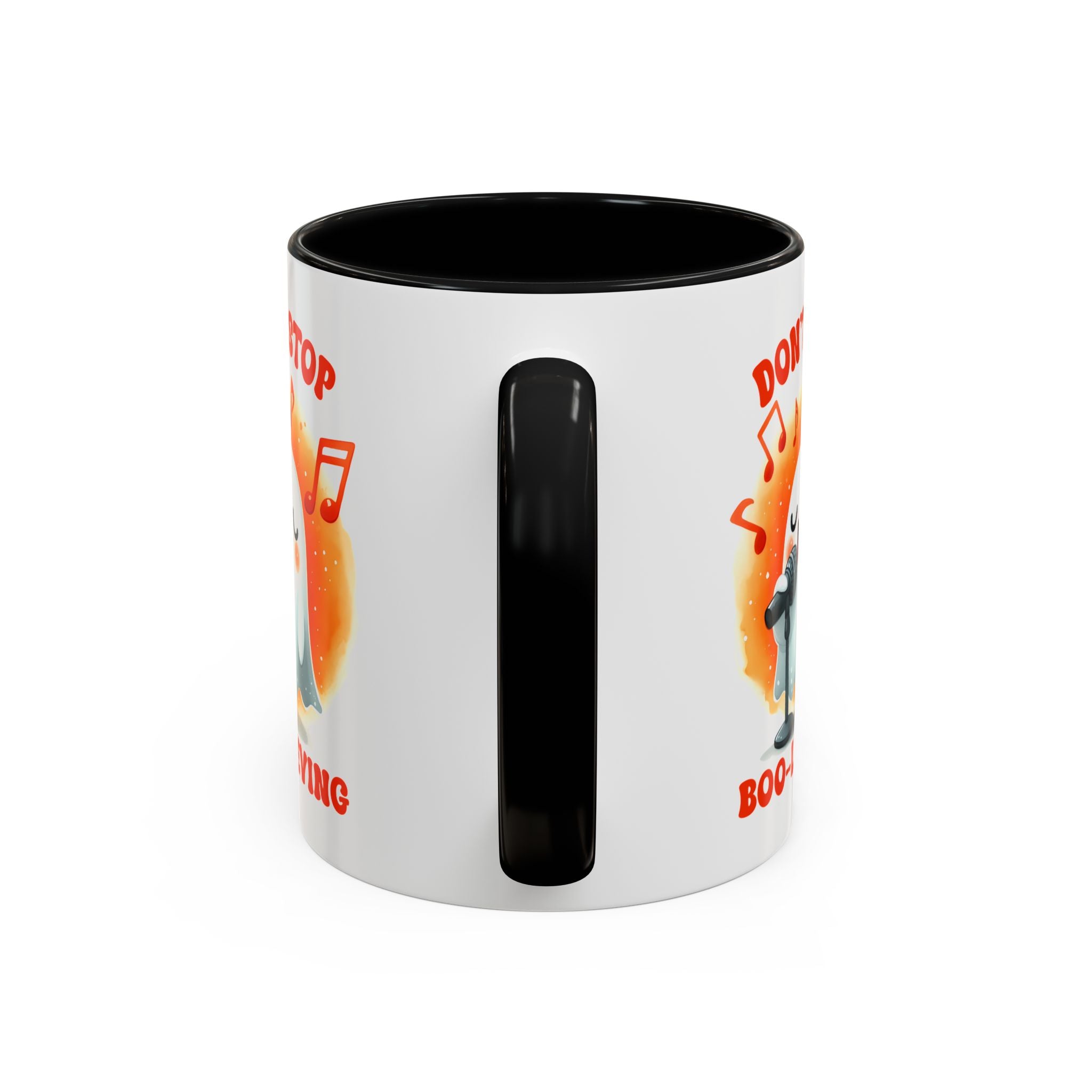 Ghost Coffee Mug, Perfect for Halloween, Fun Gift for Kids & Adults, Don't Stop Boo-lieving Mug, Caffeinated Spirits
