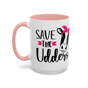 cancer awareness Cute Cow Mug - Save the Utters Coffee Cup, Gift for Animal Lovers,  Mug, Unique Birthday Gift