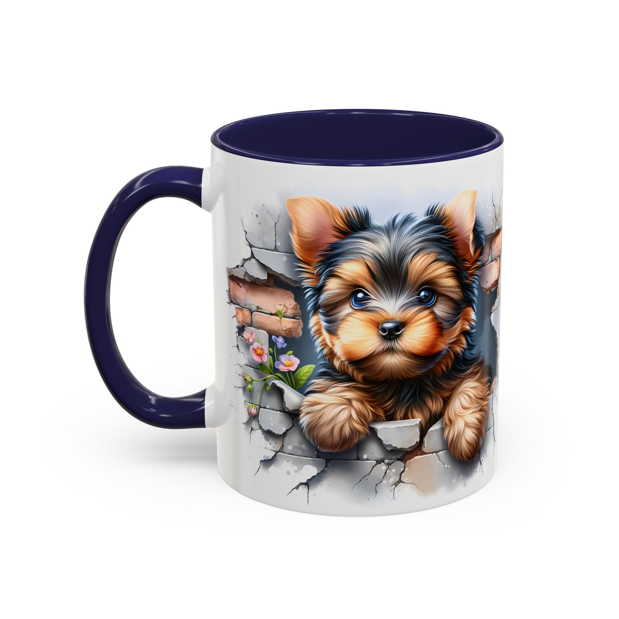 Cute Dog Peeking Coffee Mug, Pet Lover Gift, Yorkshire Terrier Mug, Animal Lover Coffee Cup, Dog-Themed Drinkware, Doggie Mug