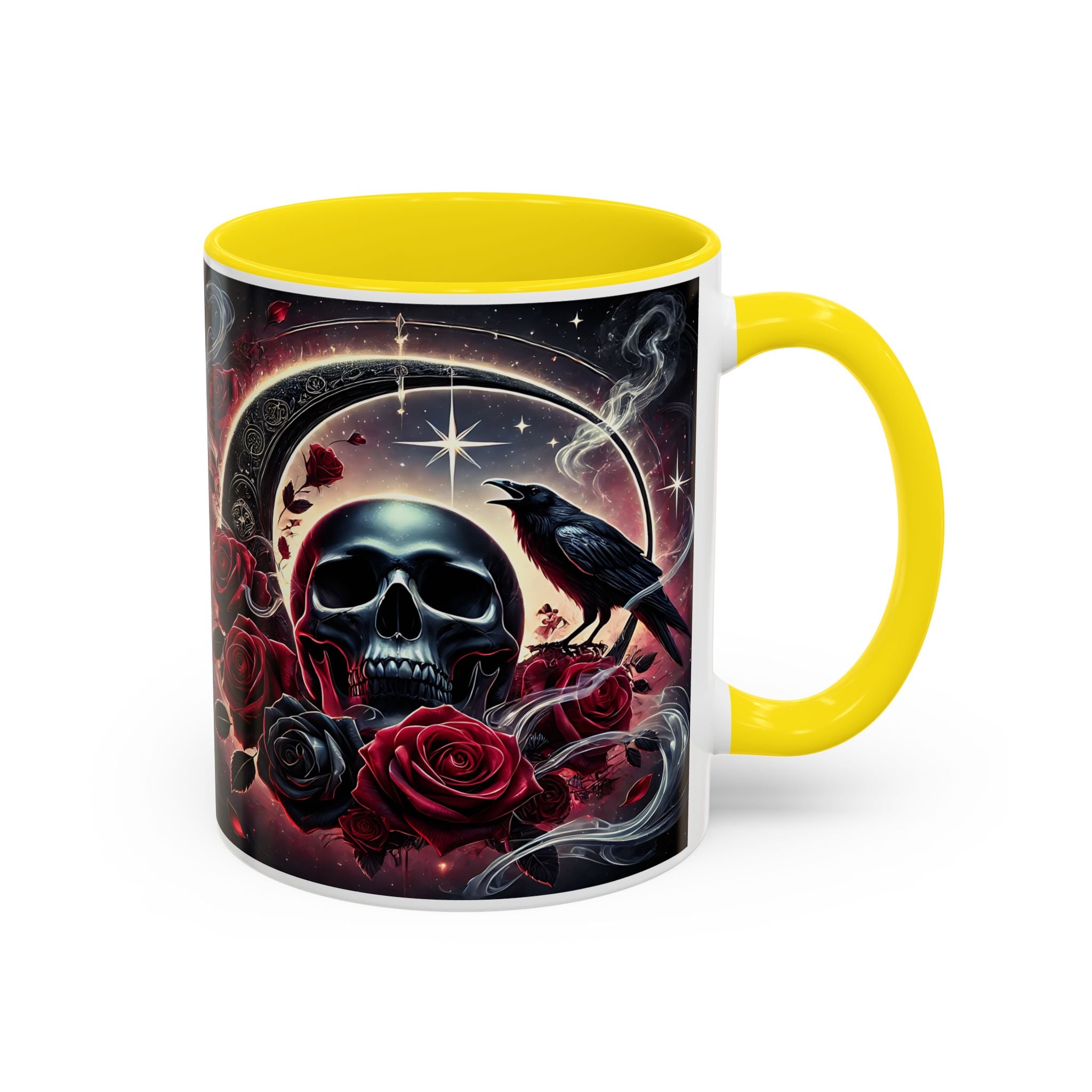 Skull & Raven Accent Coffee Mug — Gothic Roses 11/15oz